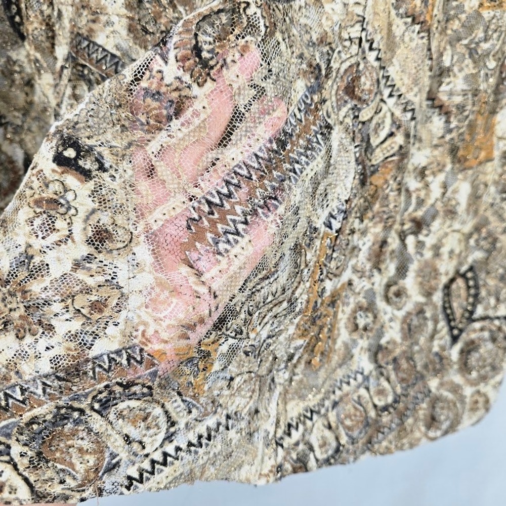 Vtg 90s Y2K Chico's Top L Paisley Fairy‎ Romantic Whimiscal Forest Fall Sheer - Picture 3 of 10